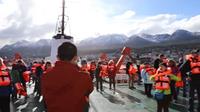 On deck at a cruise on an Antarctica trip